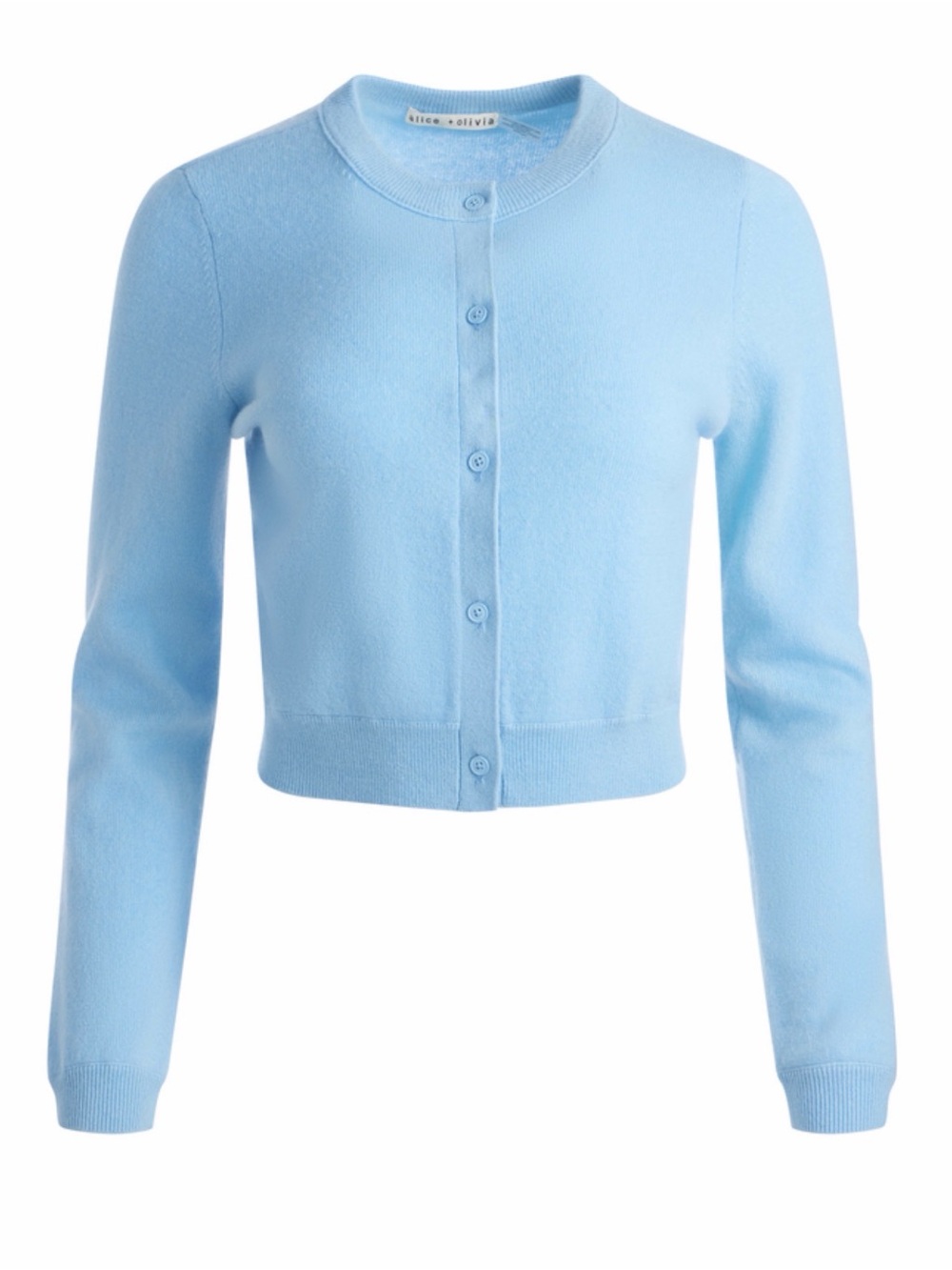 Alice + Olivia Dollie cardigan Pastel Blue Cropped Button Cardigan